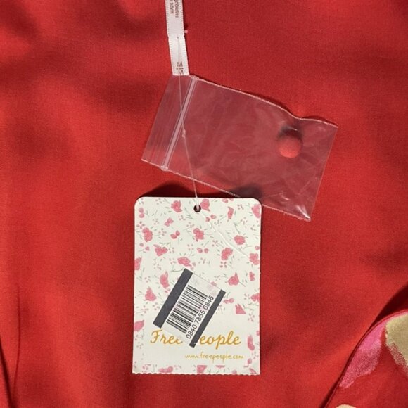 NWT Free People Date Night Mini Dress Strawberry Combo Red Floral Polka Dot Med - Picture 11 of 16